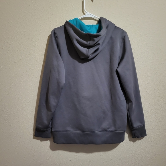 Under Armour Charcoal Gray Hoodie with Teal Logo - Picture 8 of 8